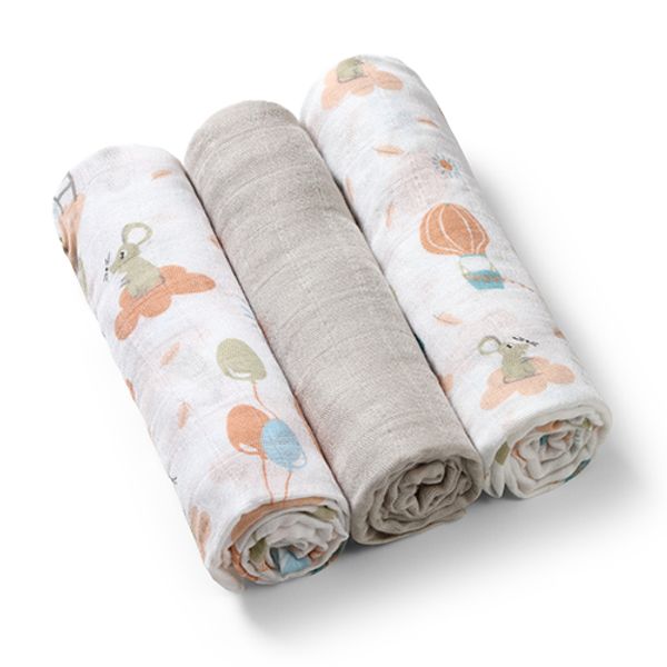 Hovedbilde Babyono | Bambuskluter 3pk | 70x70 | Lysgrå