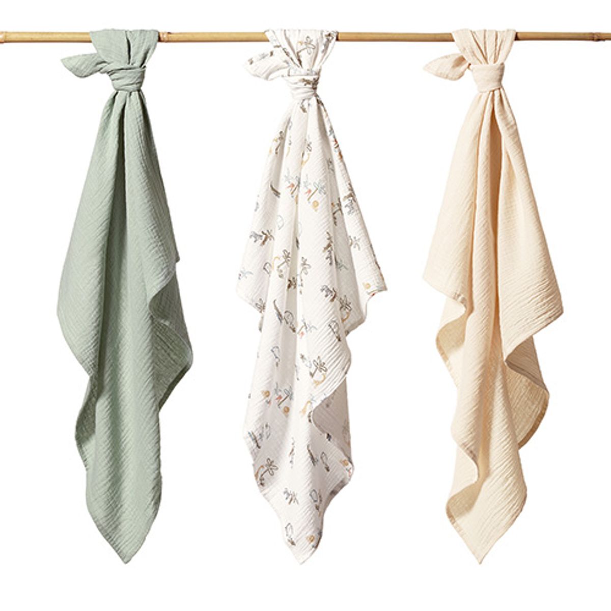 Babyono | Muslinkluter baby – ekstra myke 3pk| Grønn