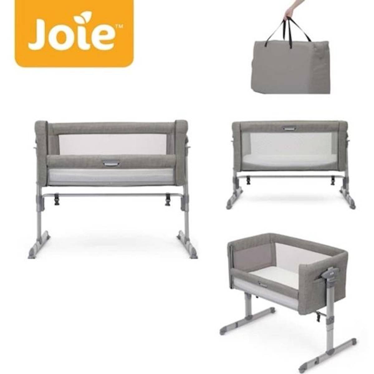 Joie | Roomie Glide | Bedside Crib | Foggy Grey