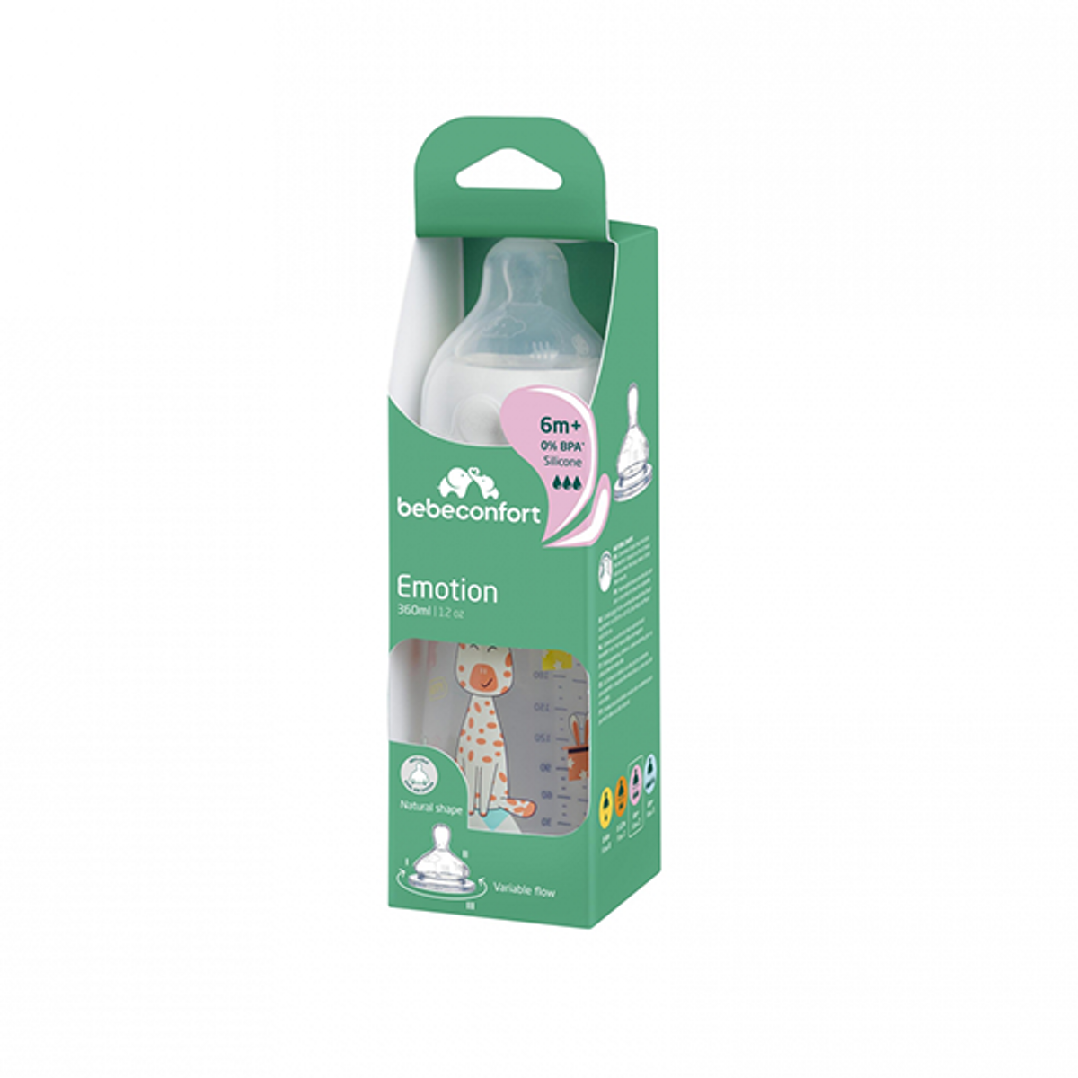 Bebeconfort | Emotion Tåteflaske | 360ml | 6m+ | Hvit