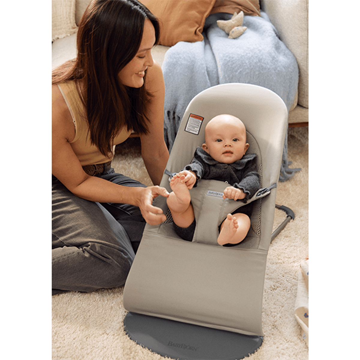 BabyBjörn | Vippestol Balance Soft | Vevd Jersey Tri-Fabric | Sandgrå 