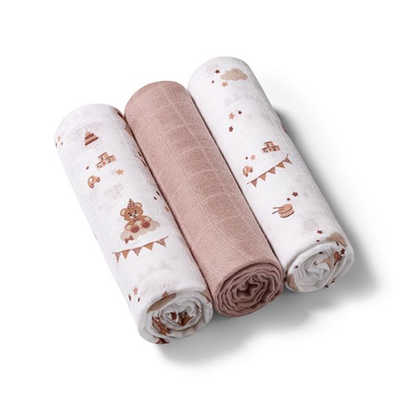 Hovedbilde Babyono | Bambuskluter 3pk | 70x70 | Brun