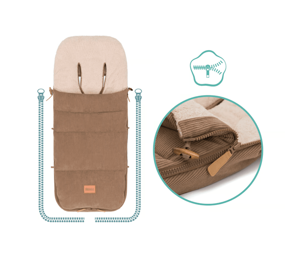 Fillikid | Vinterpose Kinley Cord taupe | Teddy lining