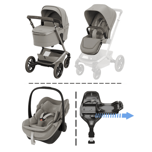 Hovedbilde  Maxi-Cosi | Fame V2 Vogn + Pebble Slide Pro Bilstol og Base | Sapphire Sand