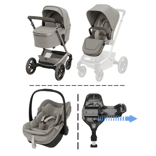 Hovedbilde  Maxi-Cosi | Fame V2 Vogn + Pebble Slide Pro Bilstol og Base | Sapphire Sand